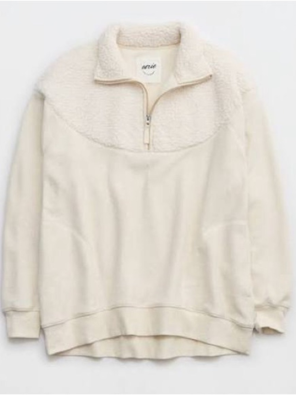 Aerie Off-White Sherpa Fleece Sweater